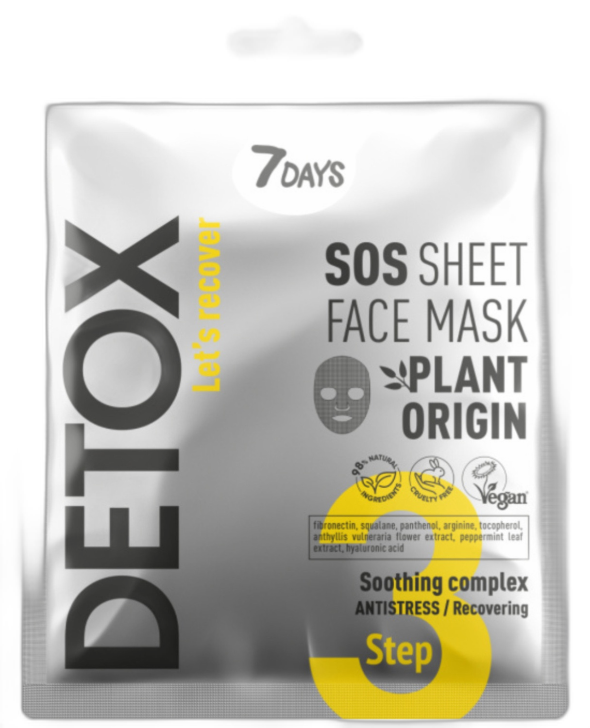 7DAYS DETOX Тканевая SOS маска для лица с успокаивающим комплексом